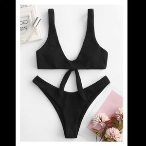 NWT Zaful Back Knot Ribbed Bikini L